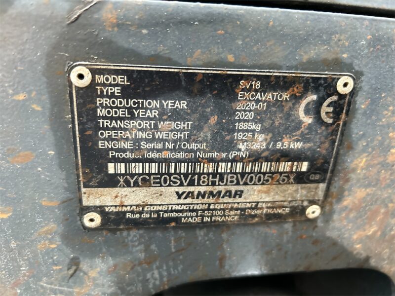 Yanmar SV18 – 2T – 2 613 h – 2020 – Image 28